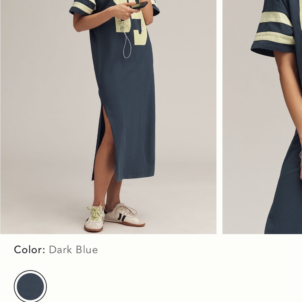Anthropologie Navy Midi Dress with Cream Stripes - Picture 5 of 8